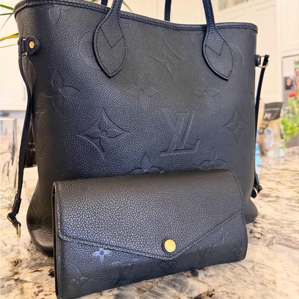 Louis Vuitton Black Tote and Wallet Set